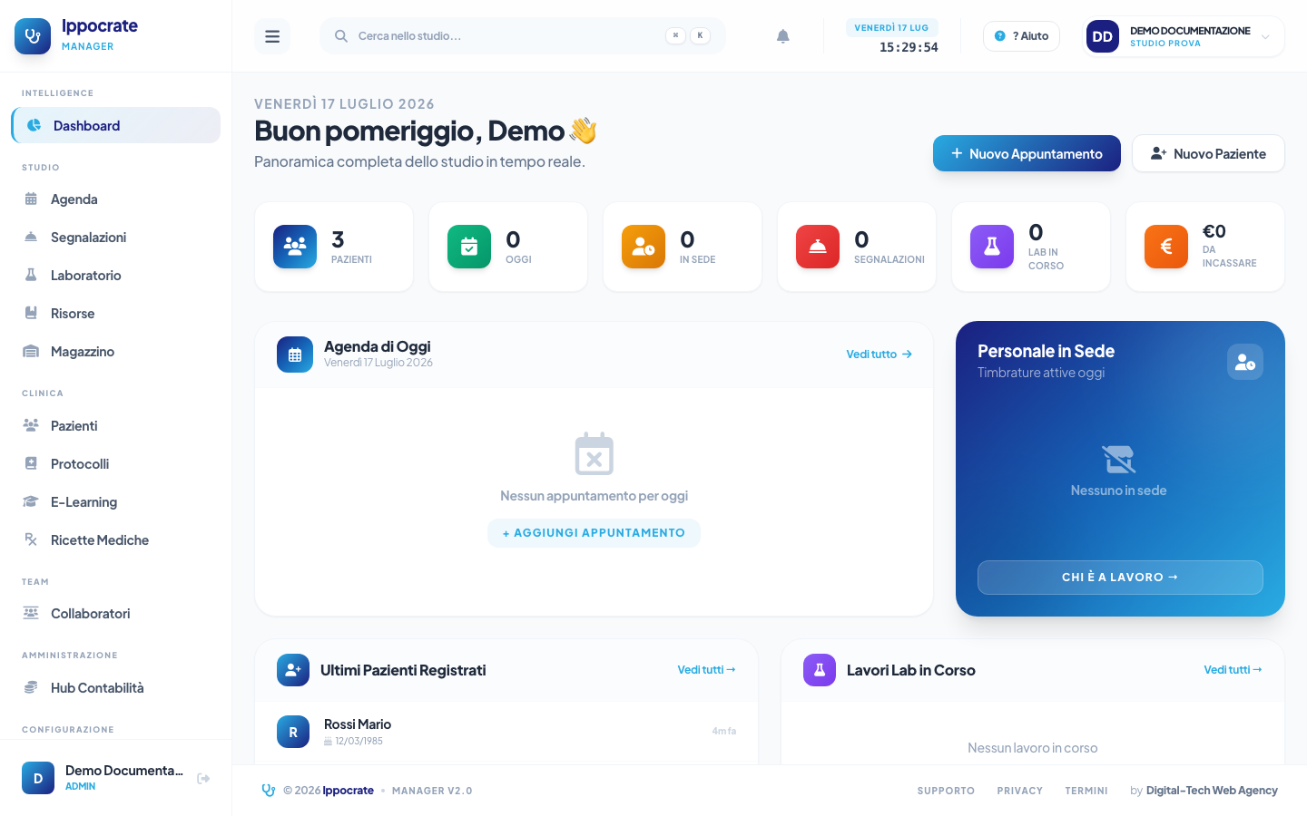 Screenshot Benvenuto in Ippocrate Manager