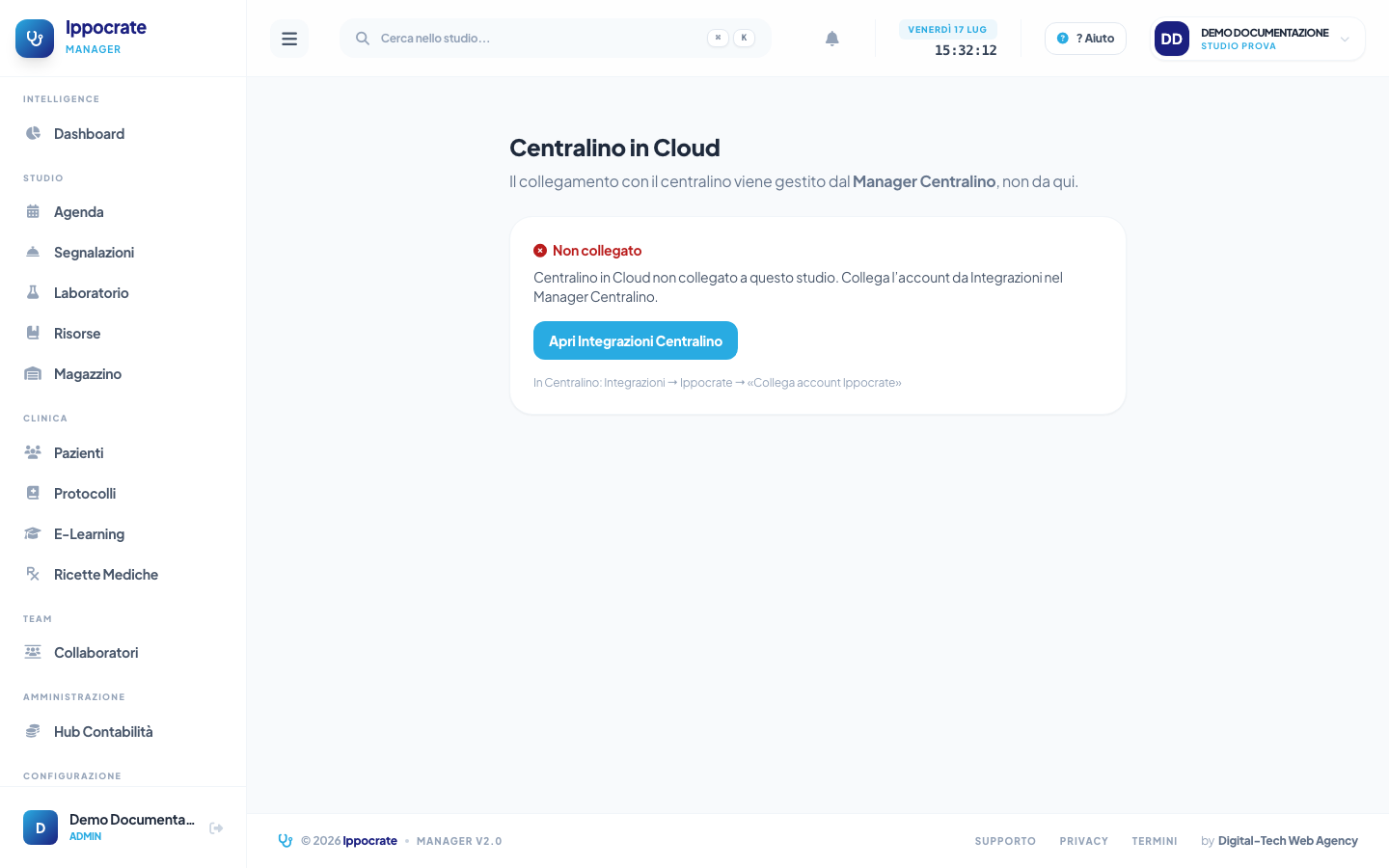 Screenshot Centralino in cloud