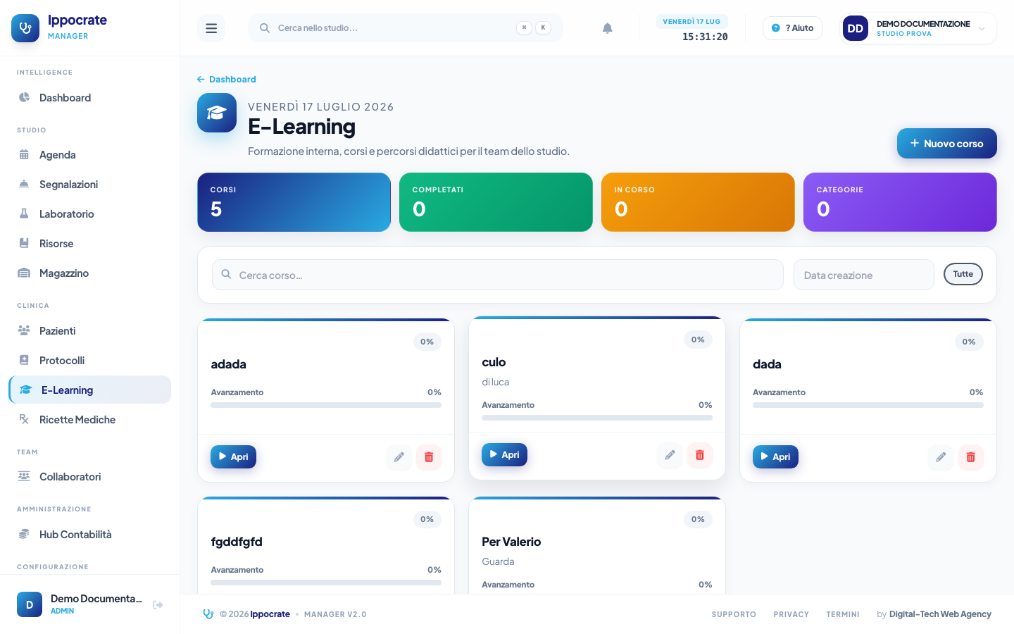 Screenshot E-Learning e corsi team