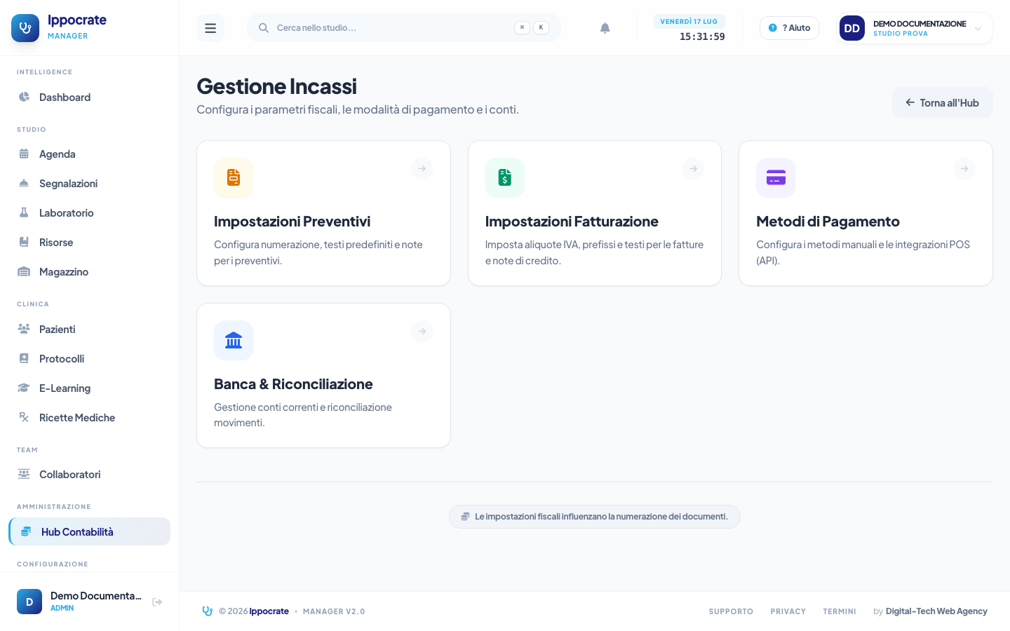 Screenshot Gestione incassi e pagamenti