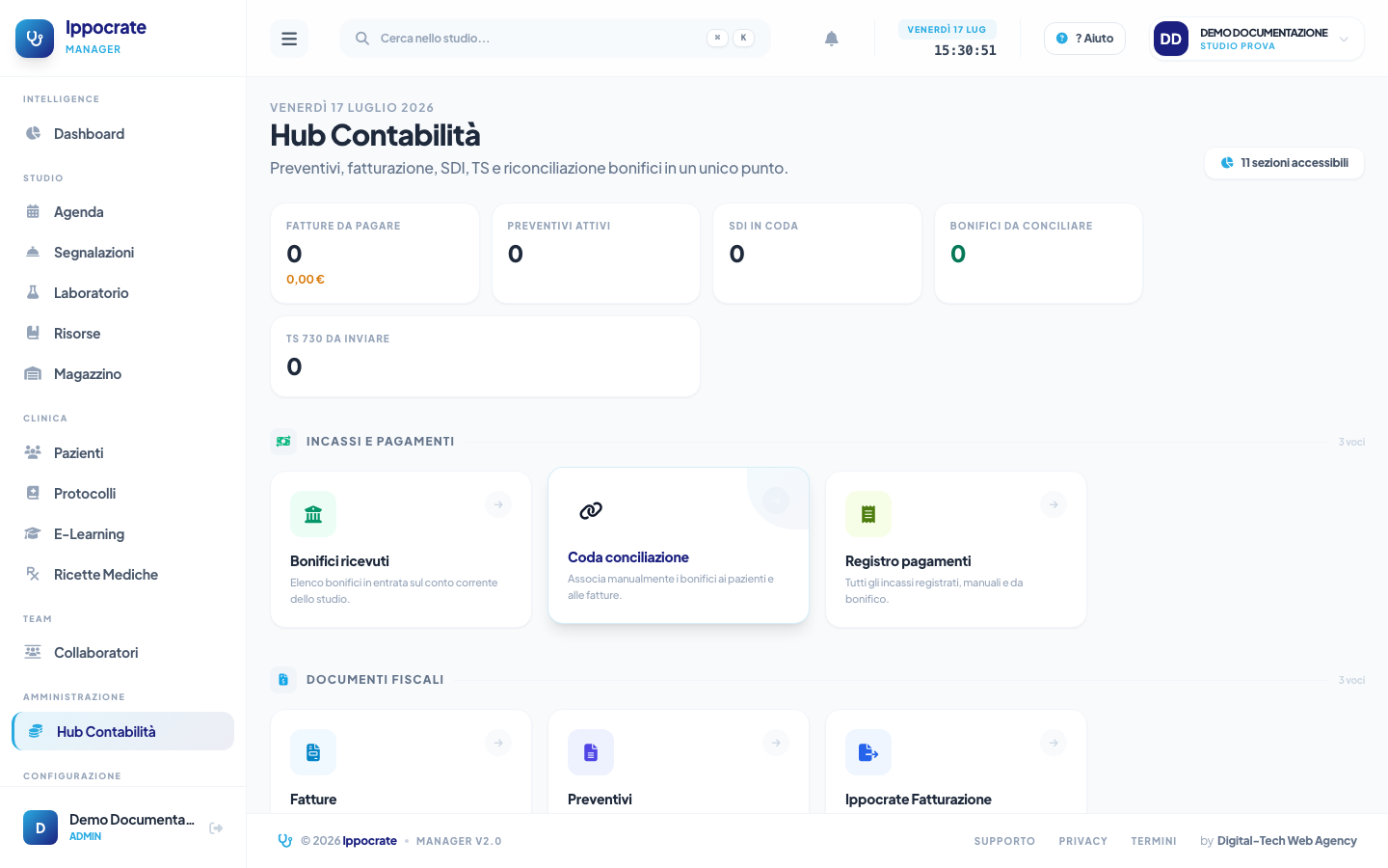 Screenshot Hub Contabilità