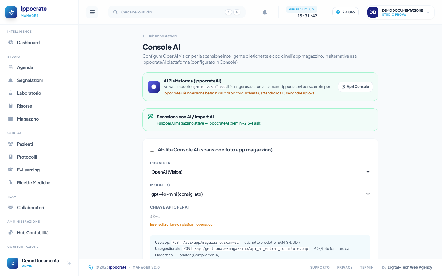 Screenshot Ippocrate AI: panoramica