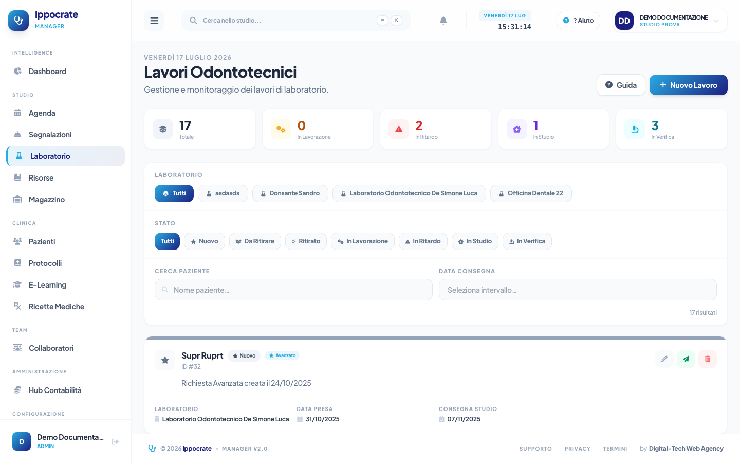 Screenshot Lavori odontotecnici ODT