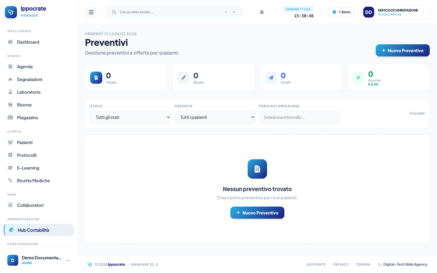 Screenshot Lista preventivi