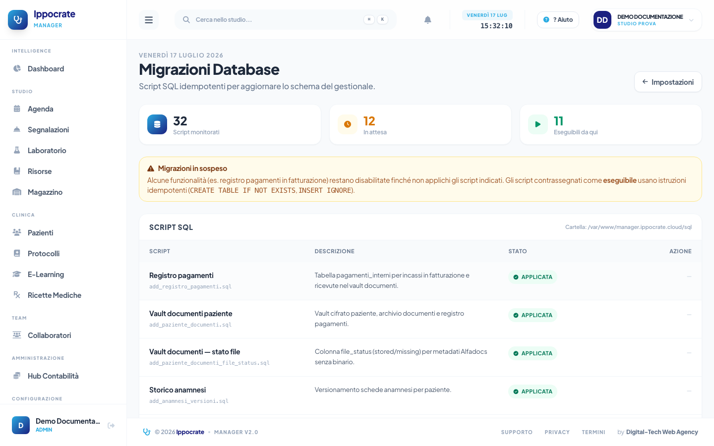 Screenshot Migrazioni database