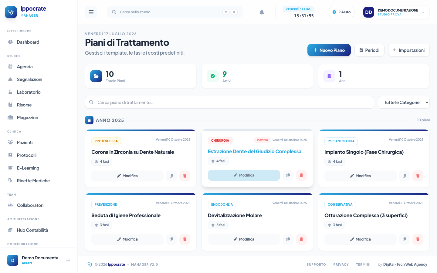 Screenshot Piani di trattamento template