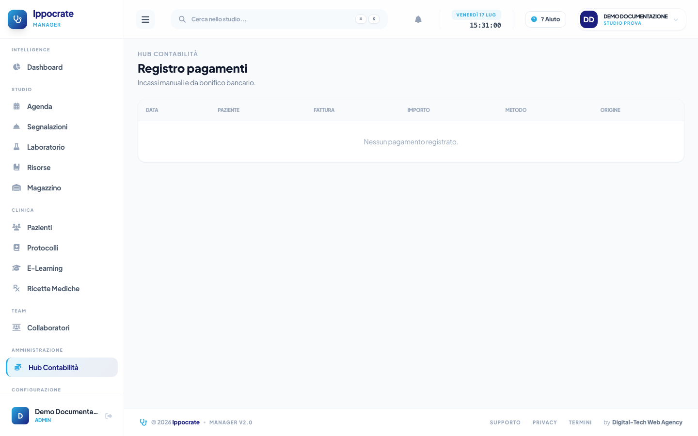 Screenshot Registro pagamenti