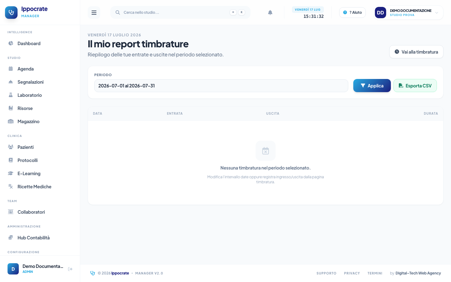 Screenshot Report timbrature