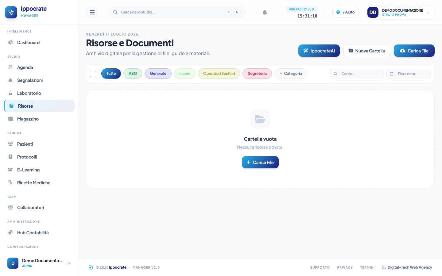 Screenshot Risorse e documenti studio