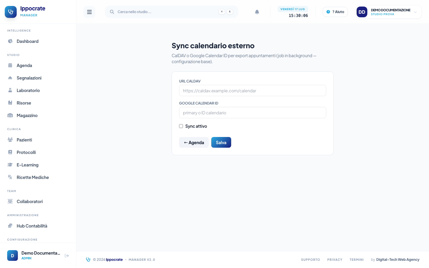 Screenshot Sincronizzazione calendario esterno